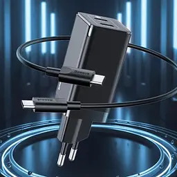 Мережевий зарядний пристрій Baseus GaN2 Q. Charger 2Type-C + Cable Type-C 45W CCGAN-M01 Black - мініатюра 2