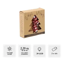 Гірлянда Chomik Санта струна , 2,2 м, 20 LED теплий білий, 2АА (5900779854178) - мініатюра 2