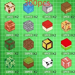 Магнітний конструктор Minecraft 300 шт по грі Майнкрафт Ліс та панди Mk001006.2 - мініатюра 3