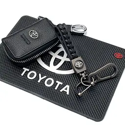 Подарунковий набір №44 для Toyota / килимок панелі / брелок з карабіном / чохол із тисненої шкіри