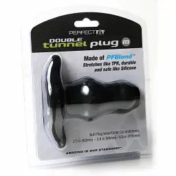 Анальний тонель Perfect Fit Double Tunnel Plug M 12.7 см (чорний) - мініатюра 2