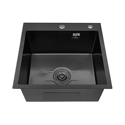 Кухонна мийка Kroner KRP Derby - 5050HM PVD (2,5/0,5 мм) CV027240, Чорний - мініатюра 4