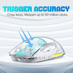 Комп'ютерна мишка Onikuma CW-26 Pro для ПК та ноутбука з RGB підсвіткою 4800 DPI та Bluetooth + 2.4GHz прозора - мініатюра 5