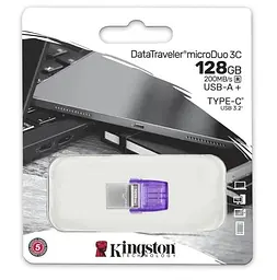 Флеш накопичувач USB 128Gb DataTraveler microDuo 3C, Purple Kingston teh0021073 - мініатюра 3