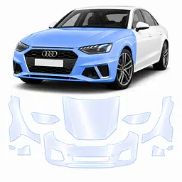 Антигравійна захисна бронеплівка за лекалами для Audi A4 B9 facelift 2020-2025 - передня частина авто (капот бампер крила))
