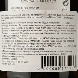 Вино Magnum Alvarinho by Carlos Lucas DO Vinhos Verdes 2018 біле сухе 0.75 л - мініатюра 3
