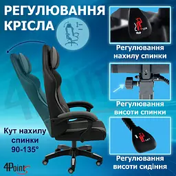 Геймерське крісло 4Points GT з вставками з тканини, Сіро-чорне - мініатюра 9
