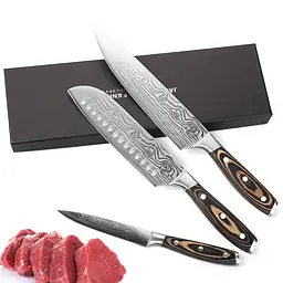 Набір ножів 3 шт із дамаської сталі Damascus DK-WS 3300