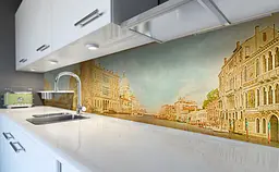 Кухонний фартух Вінтажна карта Колаж вінілової наклейки для кухні Архітектура Бежевий Happy Pocket Z181389 - мініатюра 6