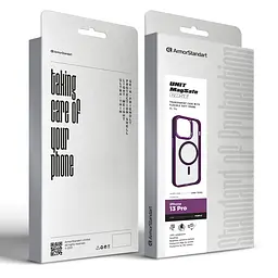 Чехол Apple iPhone 13 Pro, Unit MagSafe, фиолетовый, прозрачный, магсейф, противоударный, магнитный, панель-накладка с поддержкой MagSafe, с поддержкой беспроводной зарядки, TPU+PC, защита всего корпуса, ударопрочный, ArmorStandart (ARM75200) - мініатюра 6