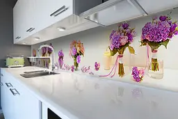 Кухонний фартух Квіткові Букети вінілова наклейка фіолетові бутони Бежевий 60х300 см Happy Pocket Z180669 - мініатюра 6