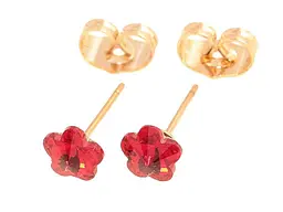 Сережки Xuping пусети позолота 18K "Червоні кришталеві квіточки" 281861