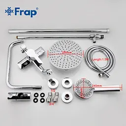 Душова система з верхнім душем Frap F2418, вилив, лійка 4 режими, хром - мініатюра 6