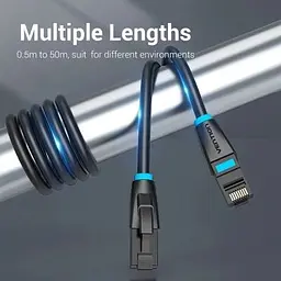 Патч-корд 1м, UTP cat 7 RJ-45 black Vention (IBKBF) - мініатюра 3