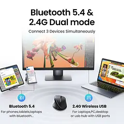 Маніпулятор миша бездротова UGREEN M751 Multi-mode Wireless Mouse Black (UGR-45792) - мініатюра 9