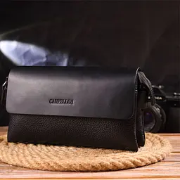 Красивий чоловічий клатч із натуральної комбінованої шкіри Canpellini 21564 чорний - мініатюра 9