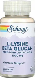 Лізин і бета-глюкан Solaray L-Lysine & Beta Glucan 1000 мг 60 капс
