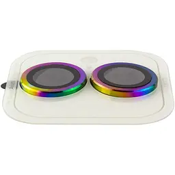 Захисне скло Metal Classic на камеру (у упак.) для Apple iPhone 17 (6.3) Бузковий / Rainbow - мініатюра 3
