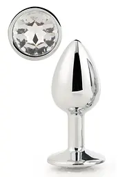 Анальна пробка з кристалом Dream Toys Gleaming Love Silver Plug Small, 7 см (прозорий)