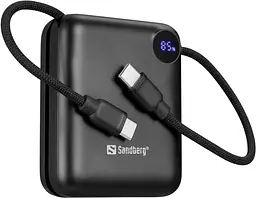 Універсальна мобільна батарея Sandberg 10000mAh 20W PD, QC3.0, USB-C In/Out, PowerThru, with built-in 2xUSB-C cables - мініатюра 2