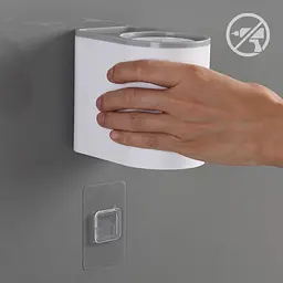 Тримач для зубних щіток МВМ My Home BP-20, зі стаканами, клейкий, білий з сірим (BP-20 WHITE/GRAY) - мініатюра 8