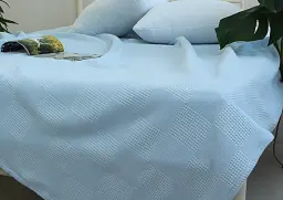 Простирадло-покривало Tag Tekstil піке 160х235 см. Клітина блакитна - мініатюра 3