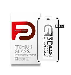 Захисне 3D скло для Apple iPhone 11 Pro Max/Xs Max, Icon 3D, загартоване, 9H, загартоване скло, повне проклеювання, протиударне, глянсове з олеофобним покриттям, на весь екран, сумісне з чохлами, проста установка, ArmorStandart (ARM55717-GI3D-BK)