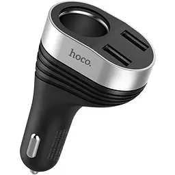 Автомобільний зарядний пристрій Hoco Z29 2 USB Display Black/Silver