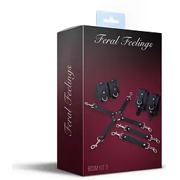Набір для БДСМ 3 в 1 Feral Feelings BDSM Kit 3 Black, Black, наручники, поножі, хрестовина - мініатюра 2
