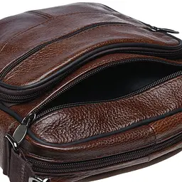 Чоловіча сумка Borsa Leather K18490 24x21x7 см Коричневий (10852) - мініатюра 7