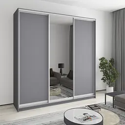 Шафа-купе тридверна MebelStar Комбо AL 2ДСП/Дзеркало 230x60x240 см Антрацит (MBS-2117)