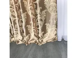 Штори софт-велюр блекаут "вензель" кавового кольору 2шт. 150х270 з білим шифоновим тюлем 400х270 ALBO pbe0052762 - мініатюра 5