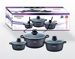 Набір каструль Bohmann BH-6006-MRB 6 предметів для всіх типів плит Чорний - мініатюра 8