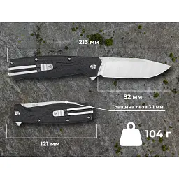 Ніж складаний туристичний SRM 221X-GB 92 мм 14C28N G10 чорний - мініатюра 12