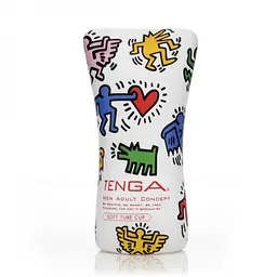 Мастурбатор Tenga Keith Haring Soft Case Cup (м'яка подушечка), 15х6.5 см (білий) - мініатюра 3