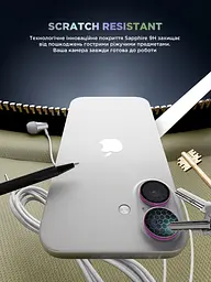 Захисне скло для камери Apple iPhone 16/16 Plus, Supreme BI, рожевий колір, з рамкою, глянцеве скло для захисту лінз, протиударне, прозоре, з клейовим шаром по контуру, не впливає на якість фото, ArmorStandart (ARM79430) - мініатюра 5