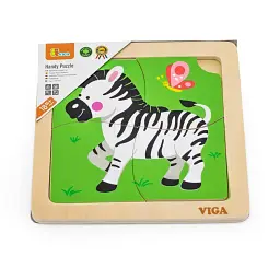 Дерев'яний міні-пазл Viga Toys Зебра 4 елементи (51317) - мініатюра 4