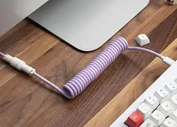 Кабель Keychron USB-A/USB-C USB-C заряджання/синхронізації Keychron, 1.36м, Type-C, Coiled Aviator, фіолетовий (CAB17_KEYCHRON) - мініатюра 5