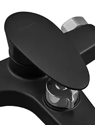 Змішувач для ванни Plamix CEZAR-009 EURO SET Matte black, зі шлангом, лійкою та кронштейном (PM0693) - мініатюра 6