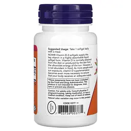 Вітаміни та мінерали NOW Vitamin D3 2000 IU, 240 капсул - мініатюра 3