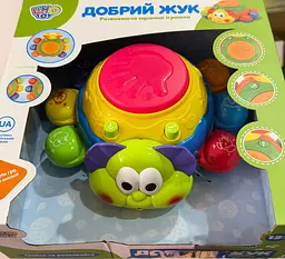 Розвиваюча музична іграшка Добрий Жук для малюків з барабанчиком на українській мові - мініатюра 3