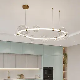 Велика підвісна світлодіодна люстра Artlight 81991/D940 біла з латунню та скляними плафонами 50W