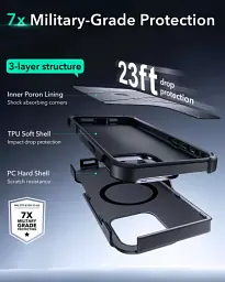 Протиударний чохол з підставкою ESR Cyber ​​Tough Case з Stash Stand (HaloLock) Black для iPhone 16 Pro (1A7650102) - мініатюра 3