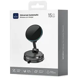 Автотримач з Бездротовий зарядний пристрій WIWU CH-326 Universal Vacuum Suction Magnetic 15W Black - мініатюра 6