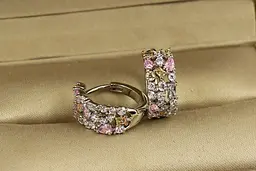 Сережки Xuping Jewelry Фієрія з різнокольоровими каменями 1,5 см сріблясті - мініатюра 2