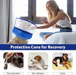 Захисний надувний нашийник для собак Derby Inflatable Dog Cone with Detachable Anti-Licking Shield, Blue, M - мініатюра 2