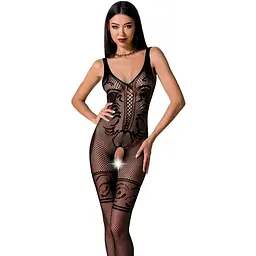 Бодістокінг Passion BS069 Black, комбінезон, імітація панчох і боді