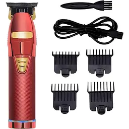 Тример для бороди та стрижки волосся LCD Portable Barber червоний