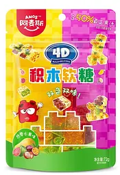 Желейні цукерки Amos 4D Fruit Juice Gummy Blocks 72г