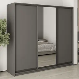 Шафа-купе тридверна MebelStar Стандарт BG 2ДСП/Дзеркало 230x45x210 см Антрацит (MBS-8345)